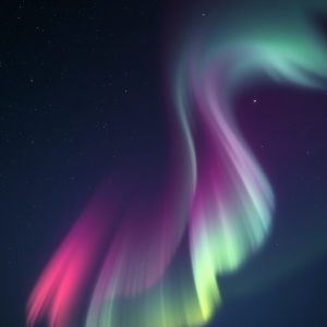 Northern Lights Ribbons Dancing Against Star-filled Sky