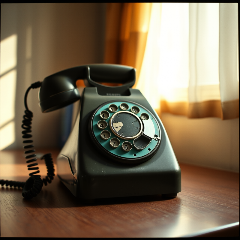 Nostalgic Black Rotary Telephone with Teal Accents