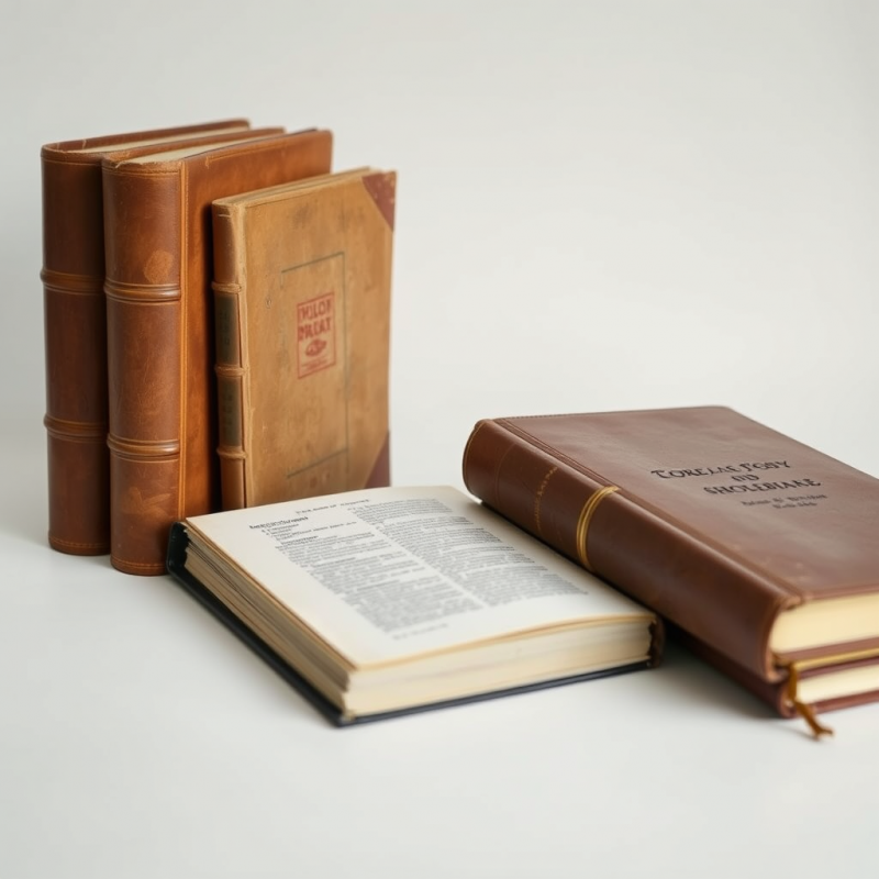 Old Books with Worn Leather Covers Library Nostalgia