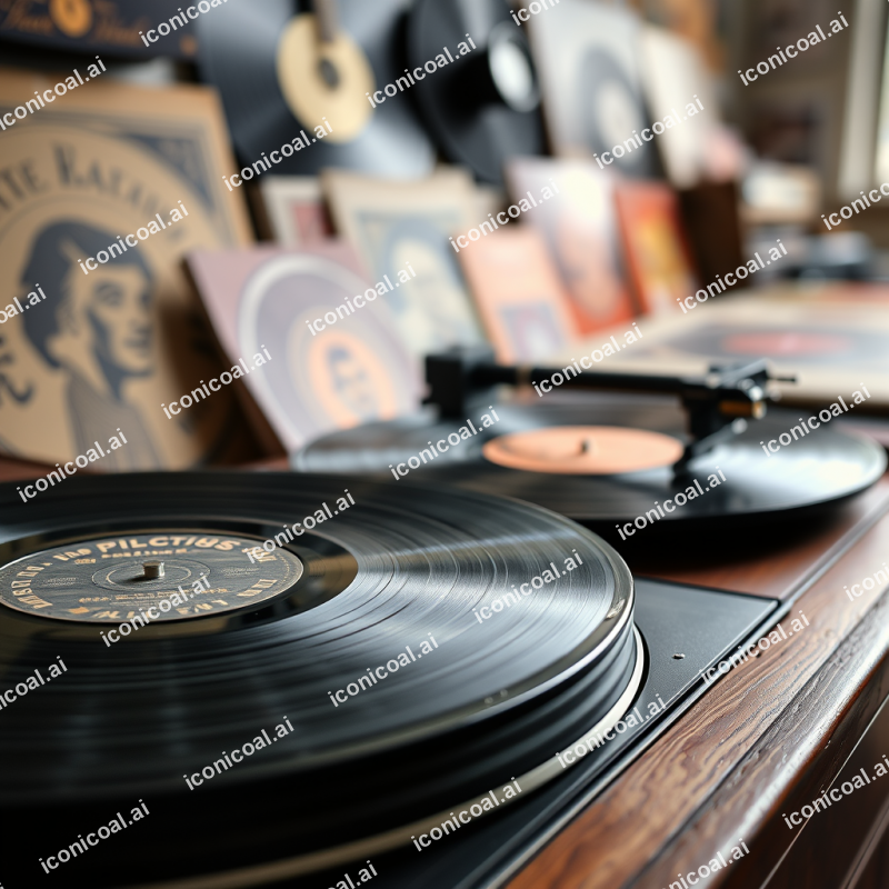 Old Vinyl Records And Turntable Music Nostalgia
