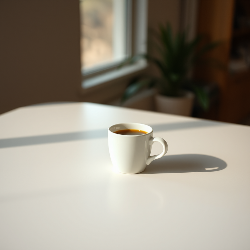 One Coffee Cup on Clean Surface Negative Space Calm