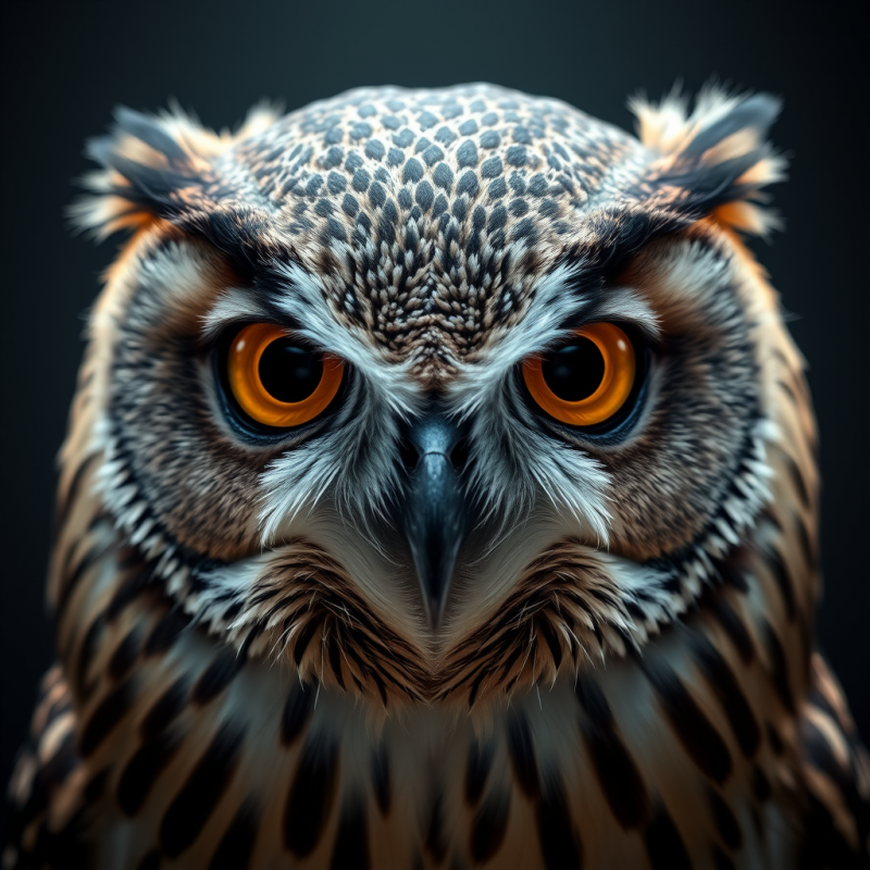 Owl Portrait with Piercing Eyes