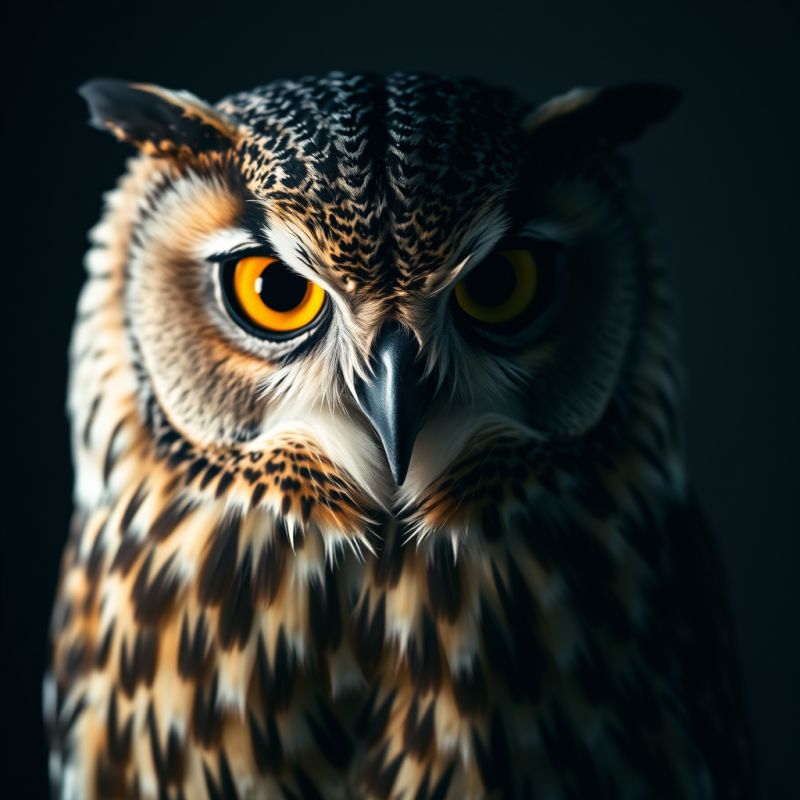Owl Portrait with Piercing Eyes