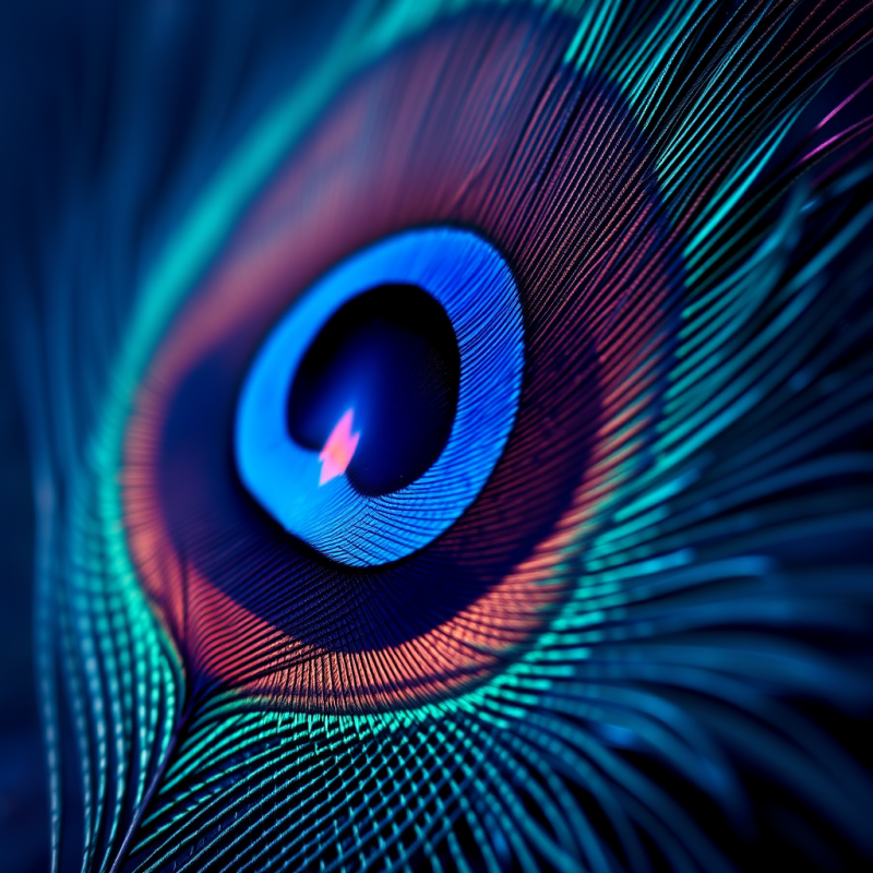 Peacock Feather Eye Detail Showing Iridescent Structure