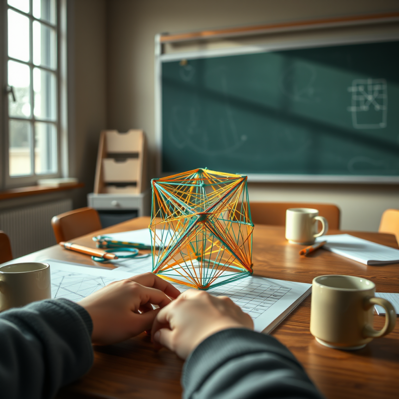 Person Constructs a Colorful Geometric Model with