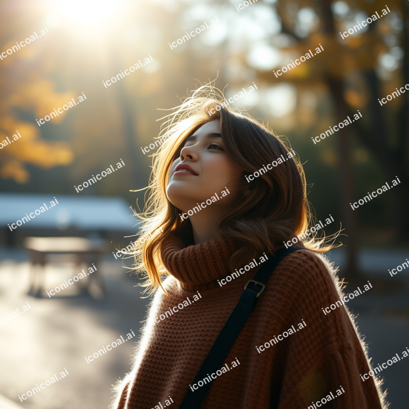 Person In Cozy Oversized Sweater Autumn Vibes Candid