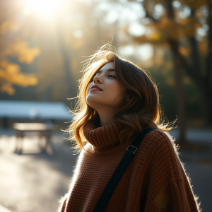 Person In Cozy Oversized Sweater Autumn Vibes Candid