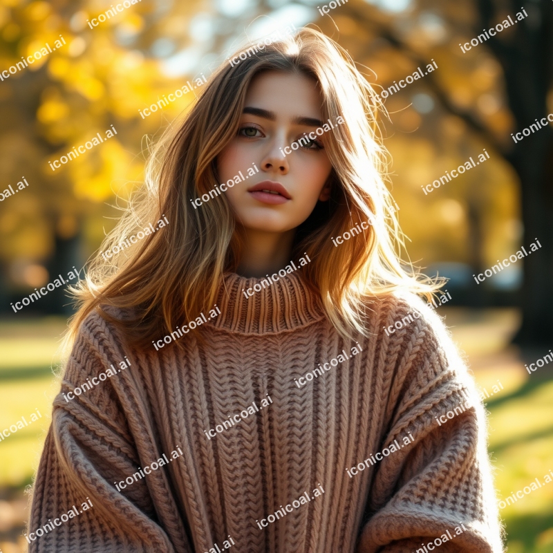 Person In Cozy Oversized Sweater Autumn Vibes Candid