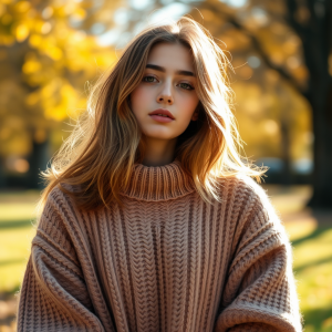 Person In Cozy Oversized Sweater Autumn Vibes Candid