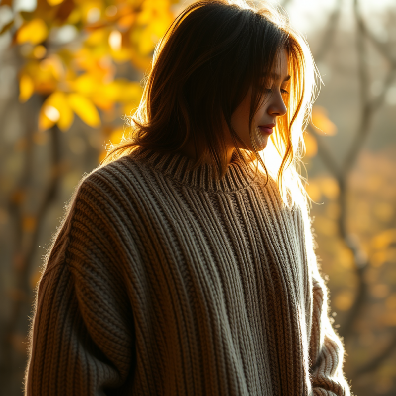 Person in Cozy Oversized Sweater Autumn Vibes Candid