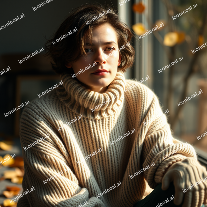 Person In Cozy Oversized Sweater Autumn Vibes Candid