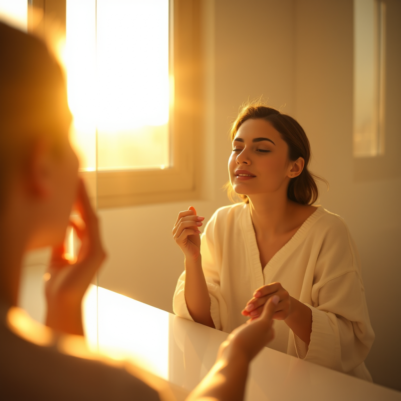 Person Practicing Self-care Skincare Routine Peaceful Moment