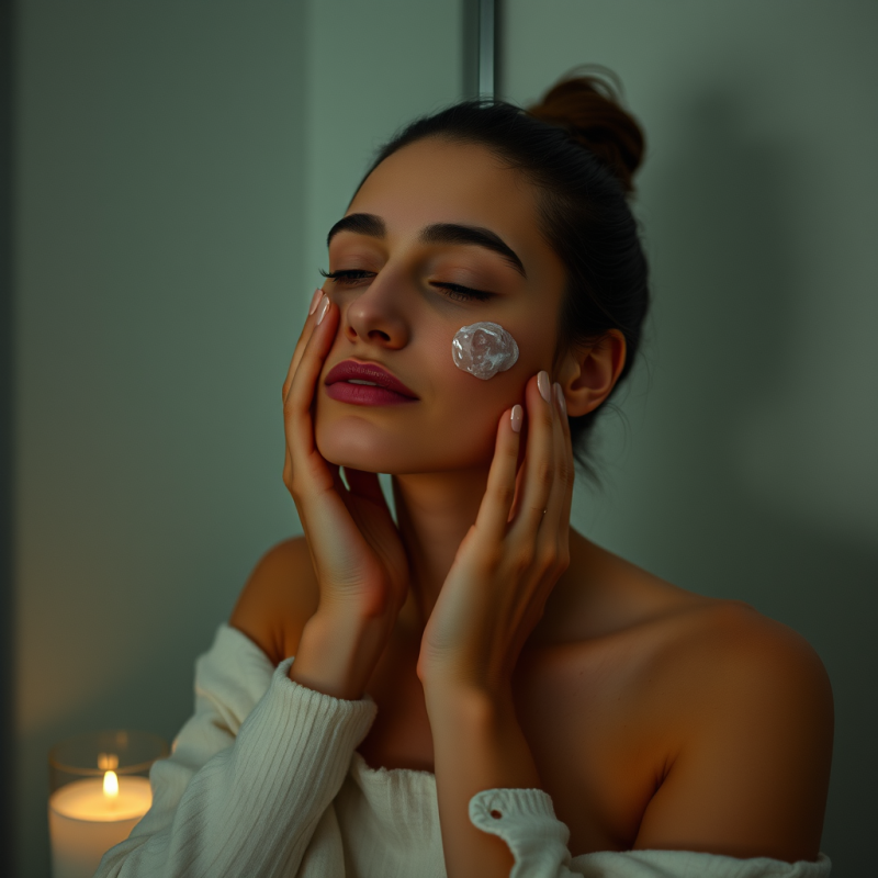 Person Practicing Self-care Skincare Routine Peaceful Moment