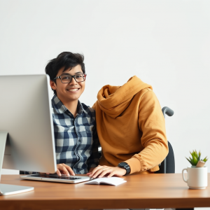 Person With Disability Working Confidently At Computer In...