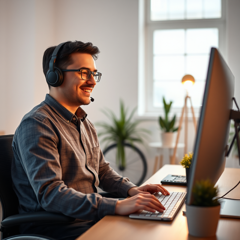 Person with Disability Working Confidently at Computer In...
