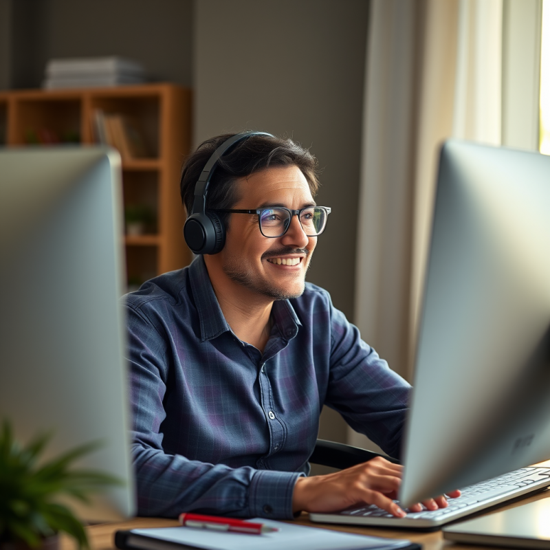 Person with Disability Working Confidently at Computer In...