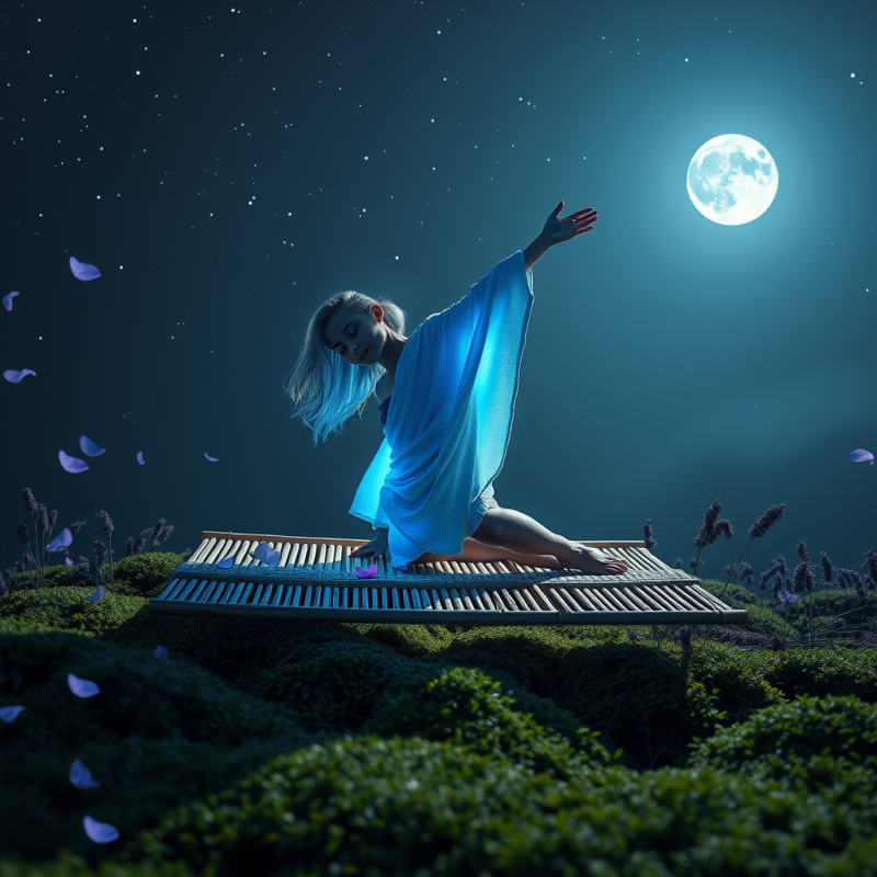 Person with Metallic Silver Hair Wrapped in a Glowing B...