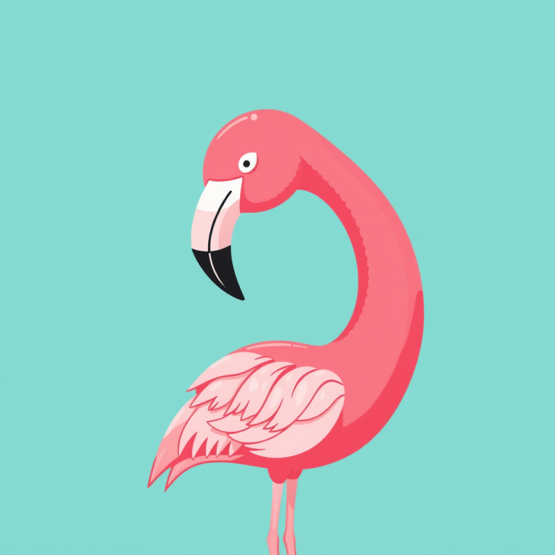 Pink Flamingo Illustration on Teal Background