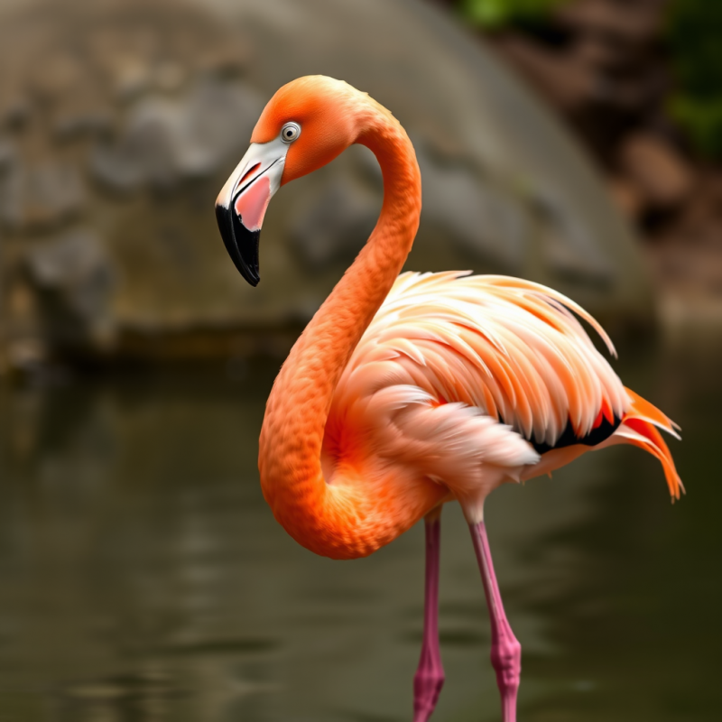 Pink Flamingo Standing in Water