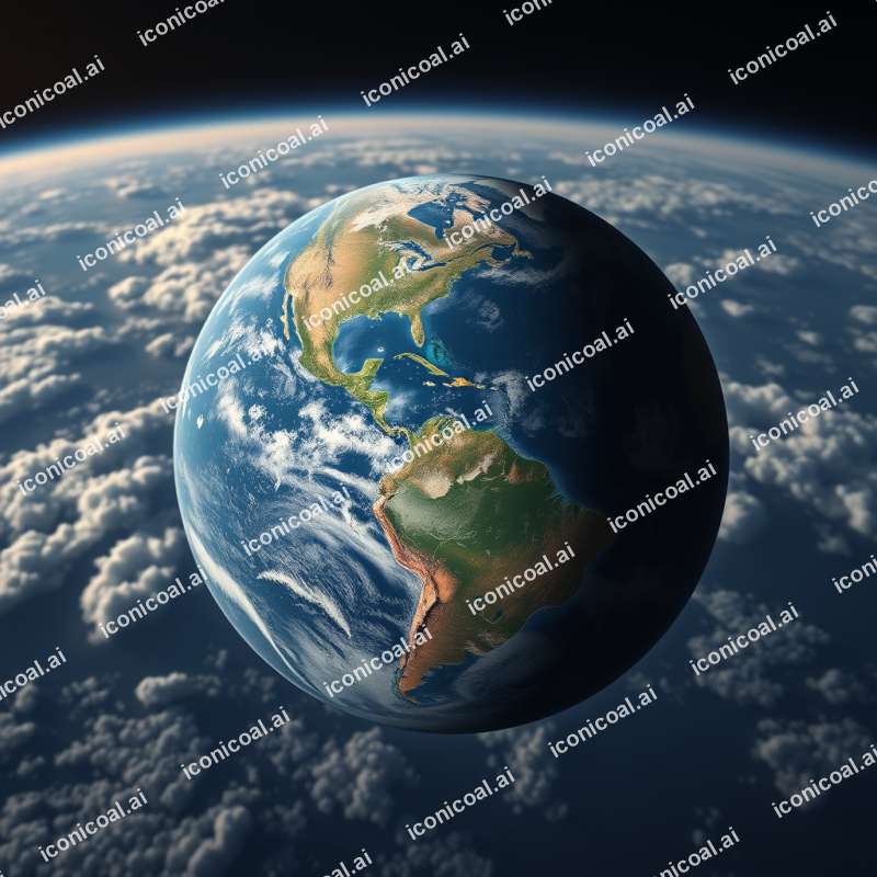 Planet Earth From Space Showing Continents And Clouds
