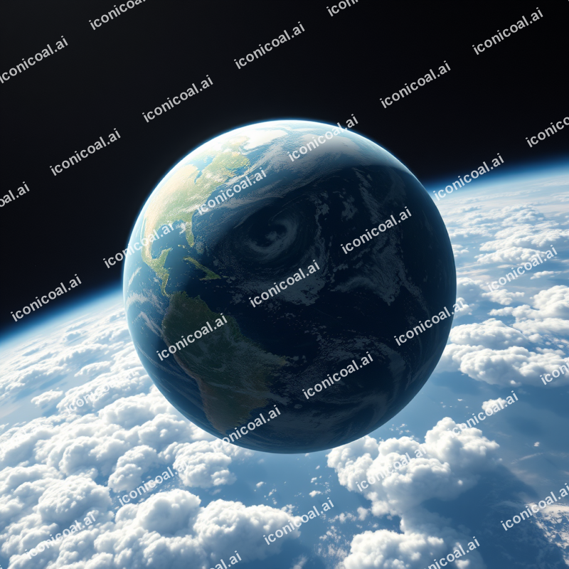 Planet Earth From Space Showing Continents And Clouds