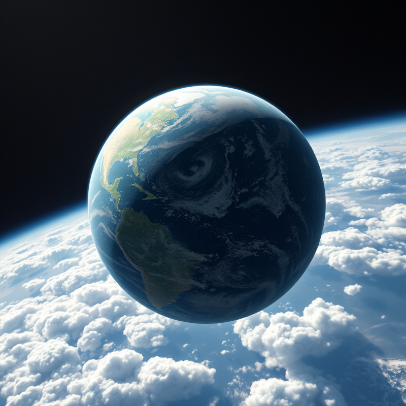 Planet Earth from Space Showing Continents and Clouds