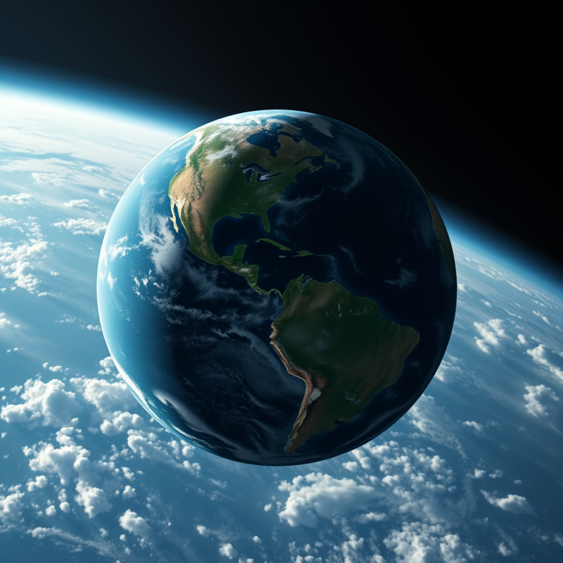 Planet Earth from Space Showing Continents and Clouds