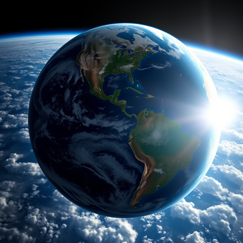 Planet Earth from Space Showing Continents and Clouds