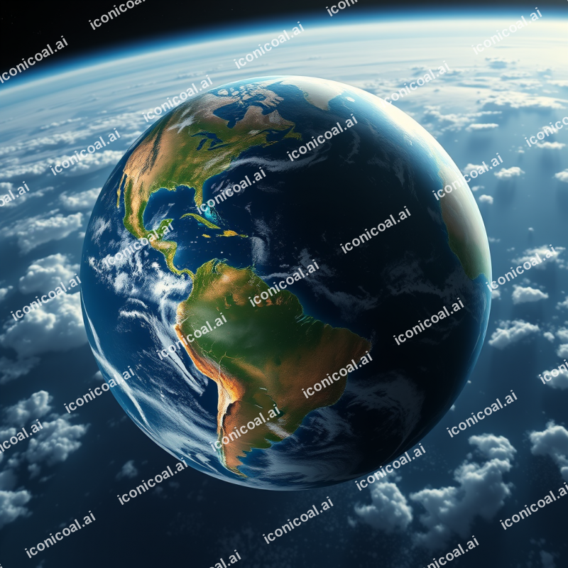 Planet Earth From Space Showing Continents And Clouds