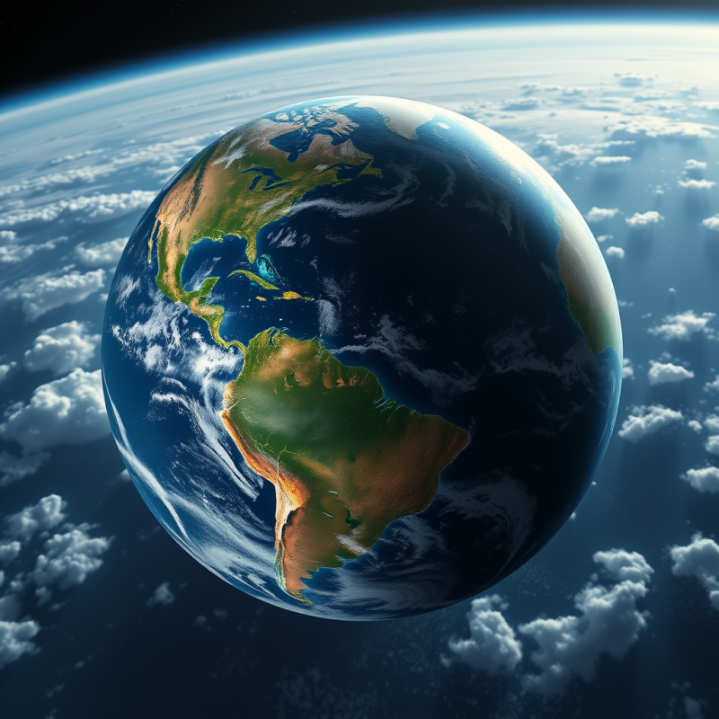 Planet Earth from Space Showing Continents and Clouds