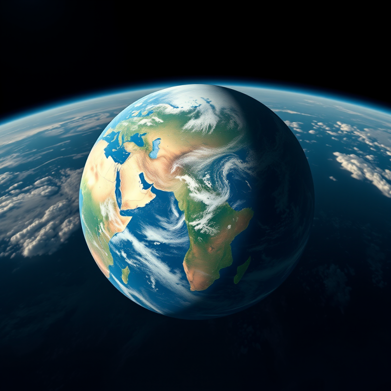 Planet Earth from Space Showing Continents and Clouds