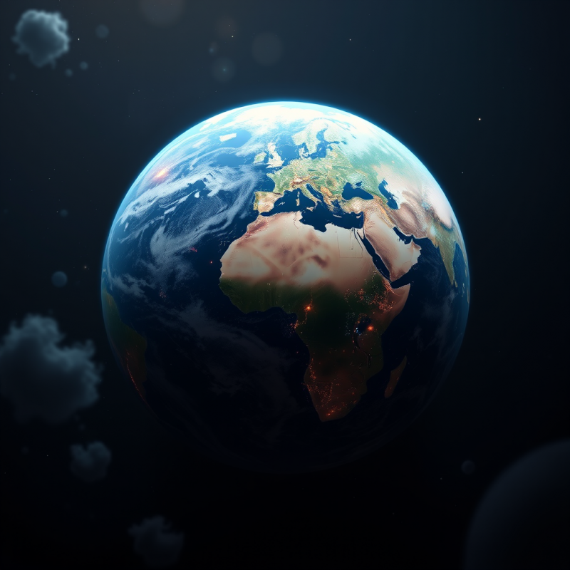 Planet Earth from Space Showing Continents and Clouds