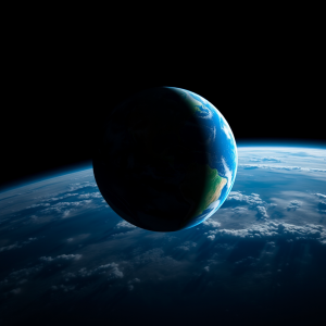 Planet Earth From Space Showing Continents And Clouds