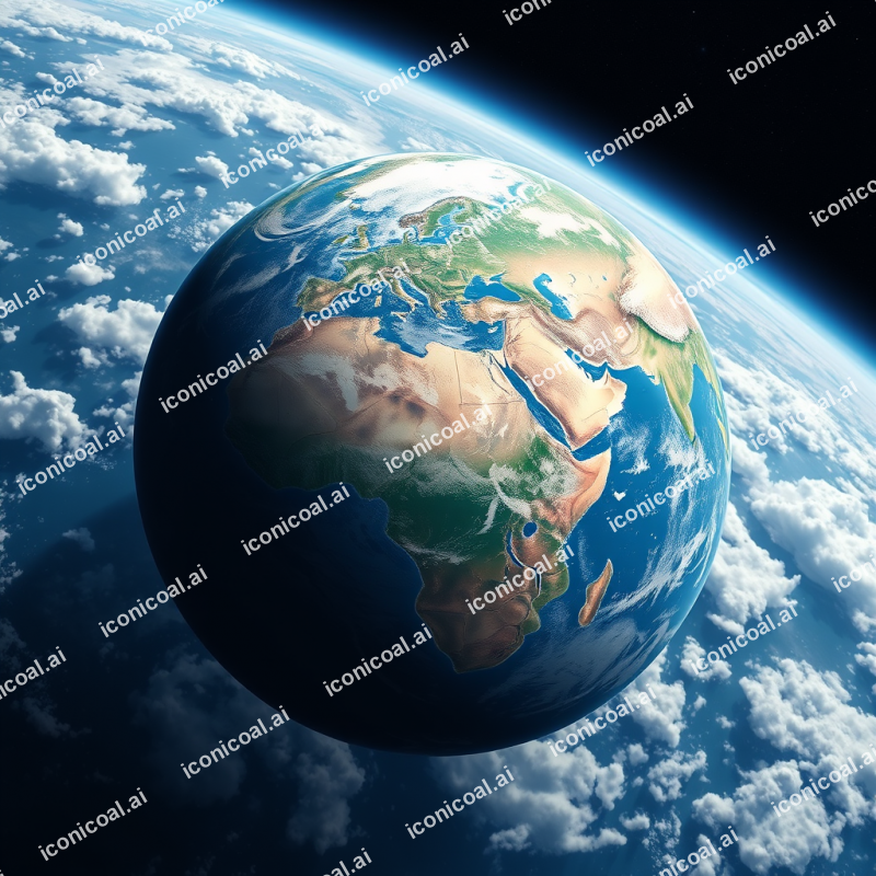 Planet Earth From Space Showing Continents And Clouds