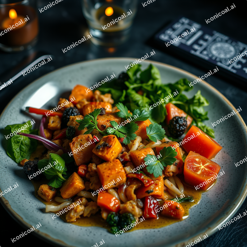 Plant-based Meal Colorful Vegan Dinner Beautiful Plating