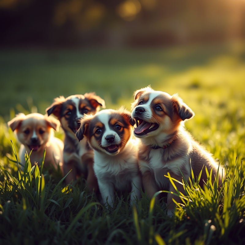 Playful Puppies in Grass