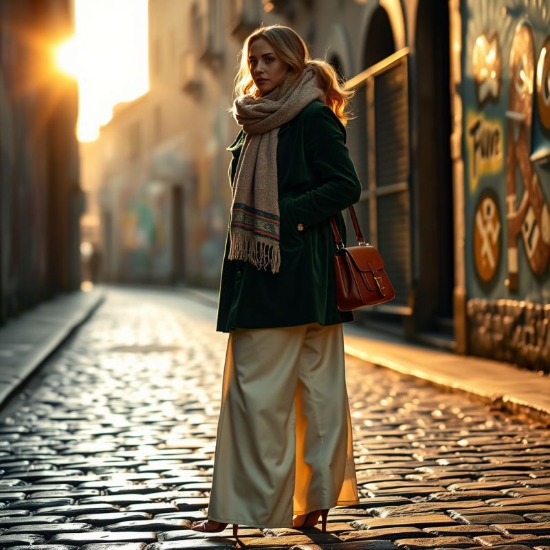 Plus-size Model in a Moss-green Velvet Trench Coat and ...