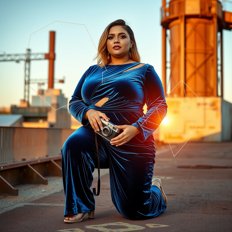 Plus-size Model in a Shimmering