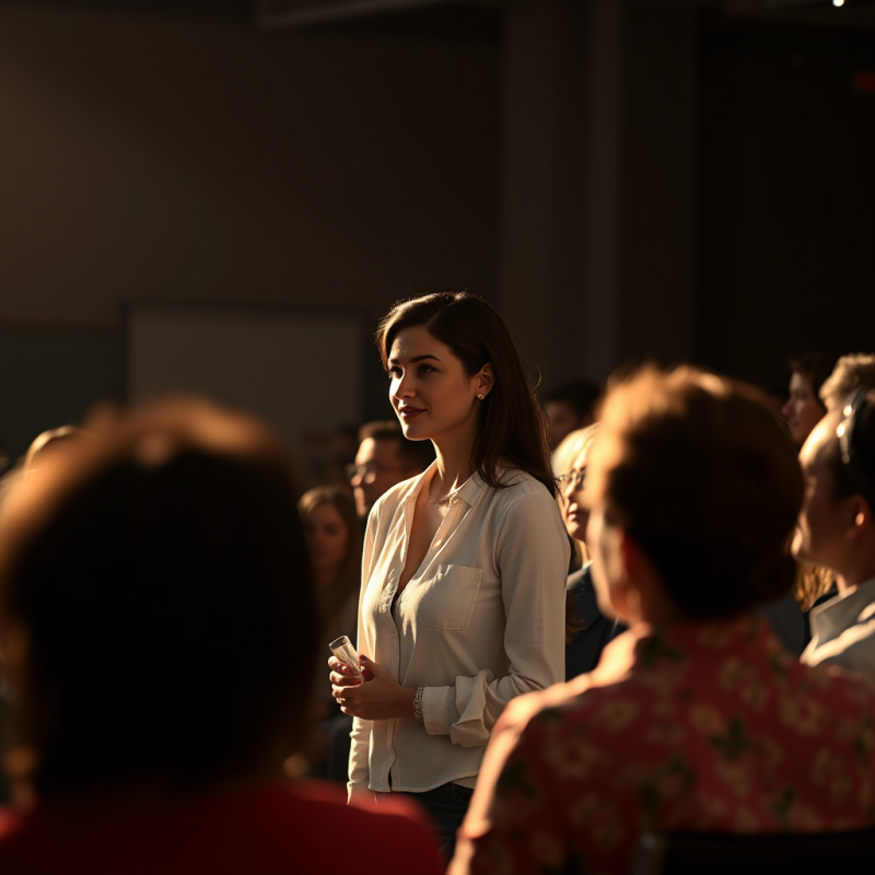 Professional Woman Leading Presentation to Engaged Divers...