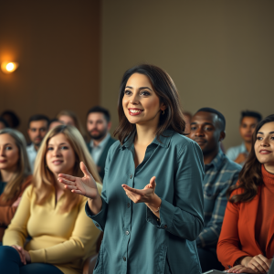 Professional Woman Leading Presentation To Engaged Divers...