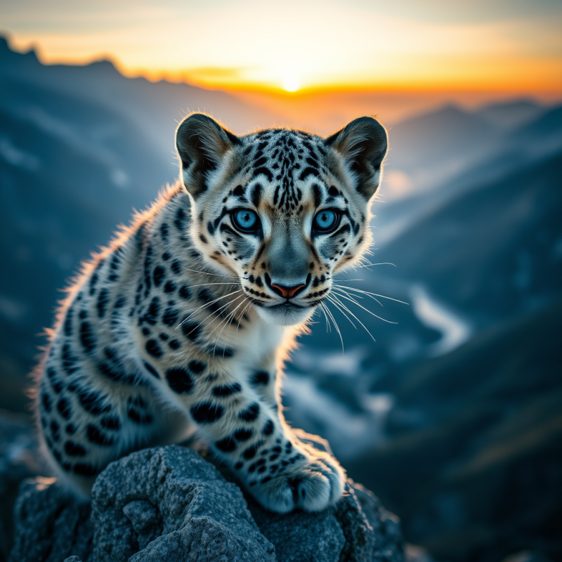 Rare Snow Leopard Cub
