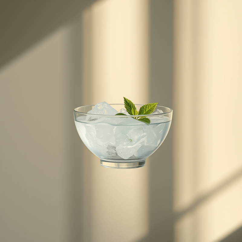 Refreshing Glass of Ice Water with Mint Garnish,