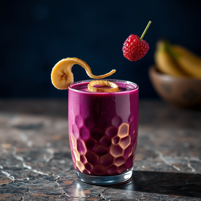 Rich Purple Smoothie in a Textured Glass, Garnished