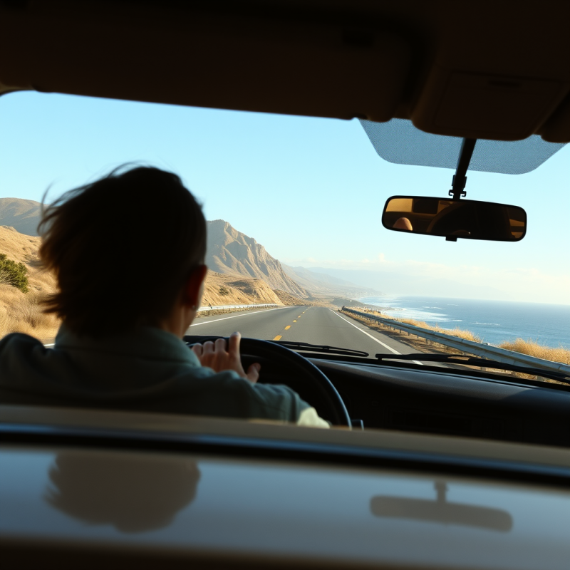 Road Trip Car on Coastal Highway Scenic Drive