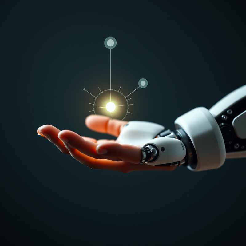 Robot Hand Touching Human Hand Ai Technology Concept