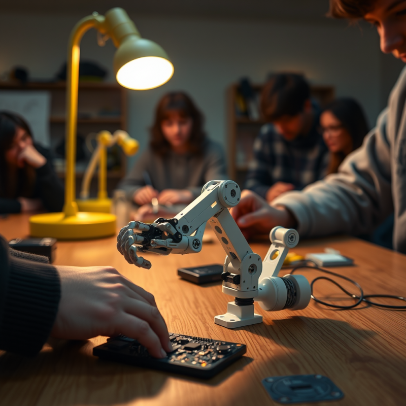 Robotic Arm Interacts with a Student's Hand During a
