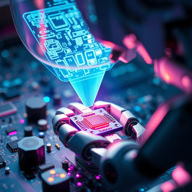 Robotic Arm Precisely Installs a Glowing Chip Onto a