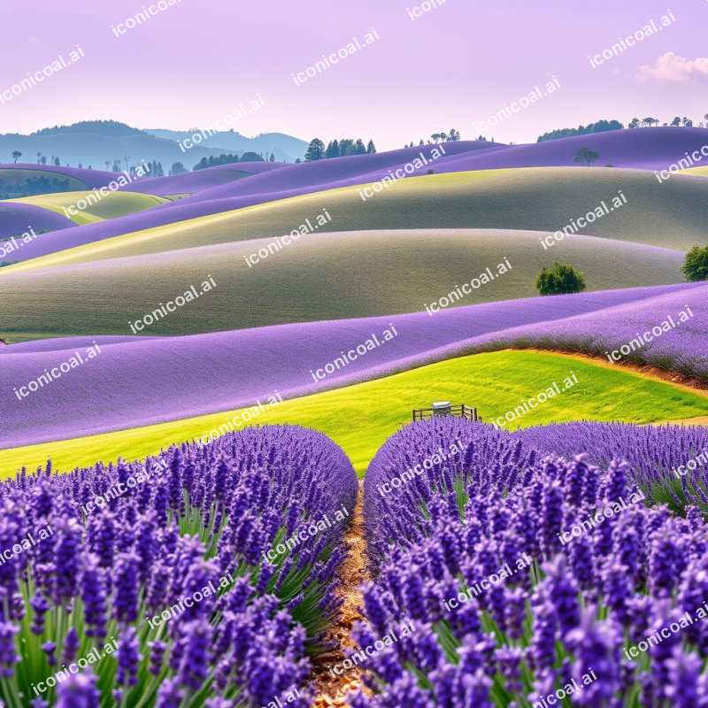 Rolling Hills Of Lavender Fields Purple Summer Landscape