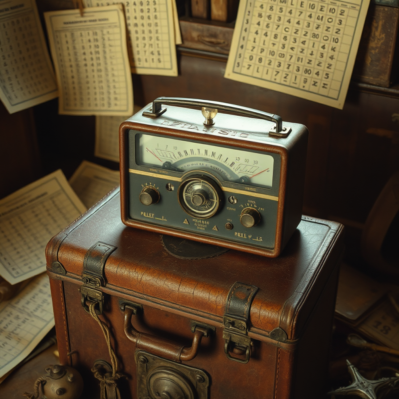 Rusted 1940s Military Field Radio Resting Atop a Cracke...