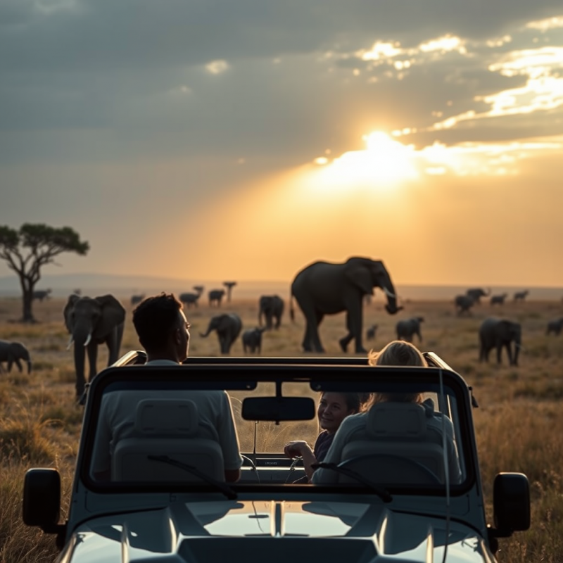 Safari Vehicle Watching Wildlife African Savanna Adventure